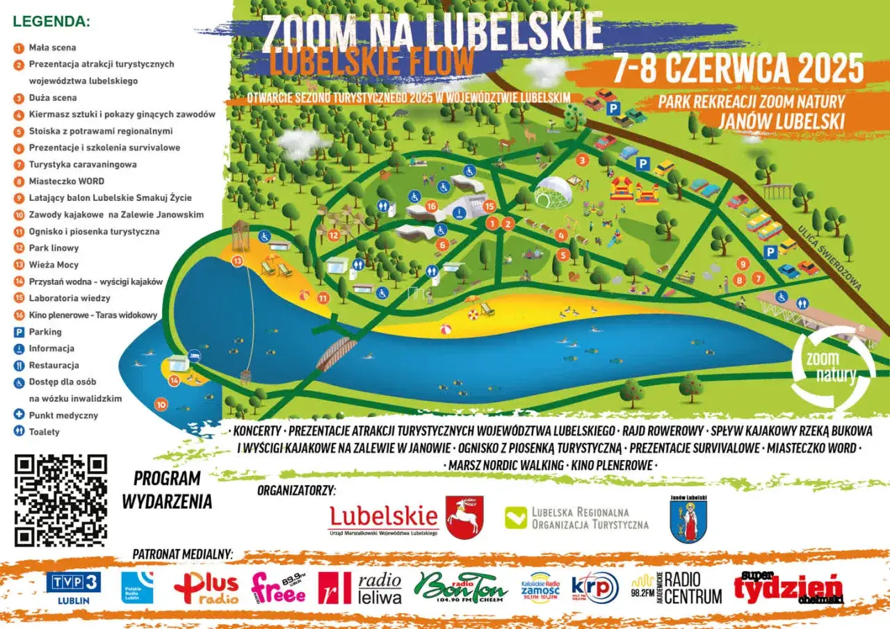Rodzina zwiedzająca Lubelszczyznę, mapa atrakcji